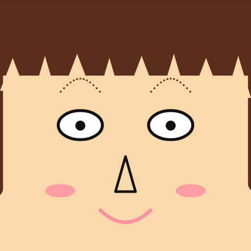 Classic square face icon avatar with triangle bangs, large dot eye for PFP export