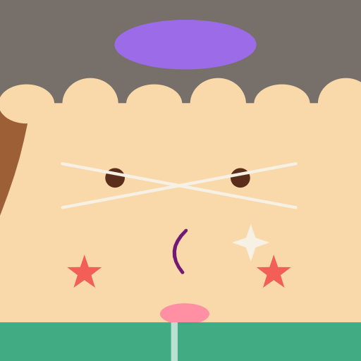 Classic square face icon avatar with round bangs, highlight eye, cross glasses, beret for PFP export