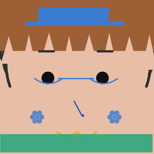 Classic square face icon avatar with none, white oval eye, cap for PFP export