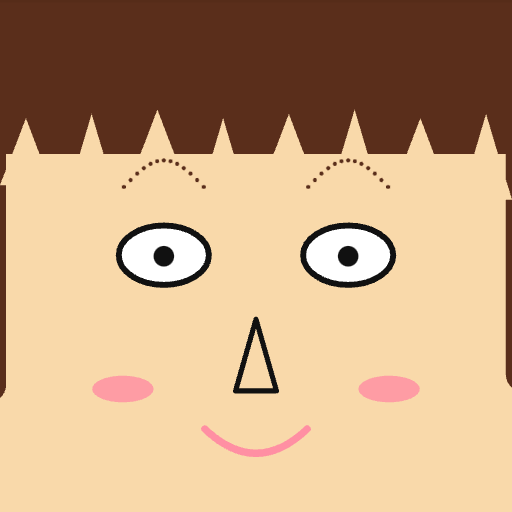 Classic square face icon avatar with triangle bangs, large dot eye for PFP export