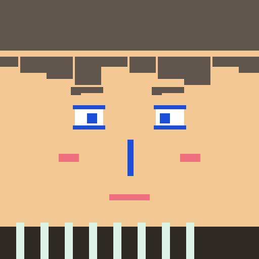 Pixel square face icon avatar with wavy bangs, vertical eye for PFP export